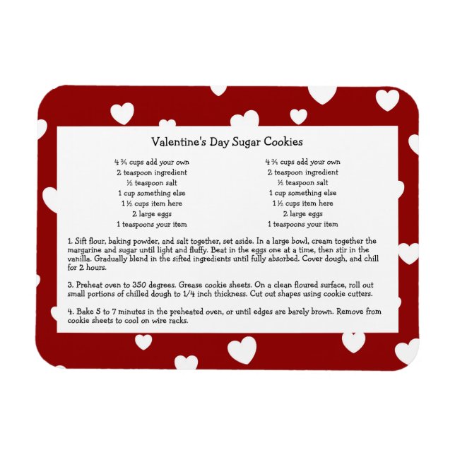 Flexible Family Recette Keepsaké Valentines Jour Magnet (Horizontal)