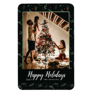 Flexible Festive Fêtes Feuilles Berries Photo Magnet