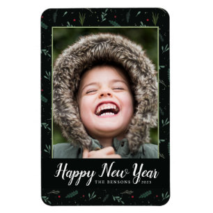 Flexible Fête du Nouvel An Feuille Berries Photo Magnet