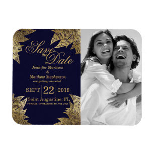 Flexible Feuilles d'or sur le Magnet Réservez la date bleu