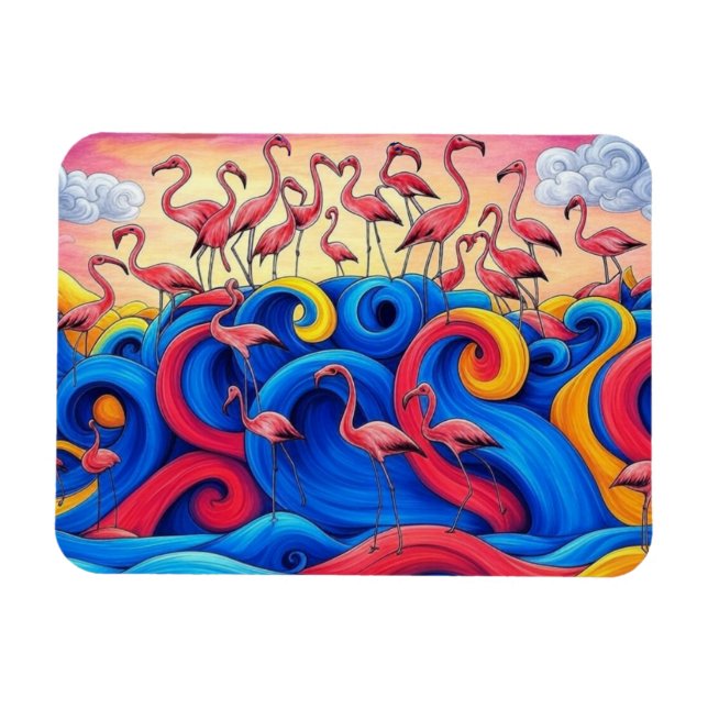 Flexible Flamants à la mer, Magnet (Horizontal)