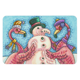 Flexible Flamants roses ROSES CONSTRUCTION SNOWMAN, MAGNET