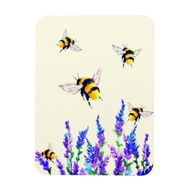 Flexible Fleurs de printemps et Abeilles volantes Magnet (Vertical)