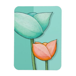 Flexible Fleurs simples Magnet turquoise orange Premium