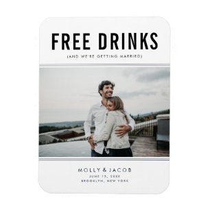 Flexible Free Drinks Photo Wedding Save the Date Magnet