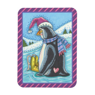 FLEXIBLE FROID FOND COEUR CHAUD PENGUIN CHRISTMAS MAGNET