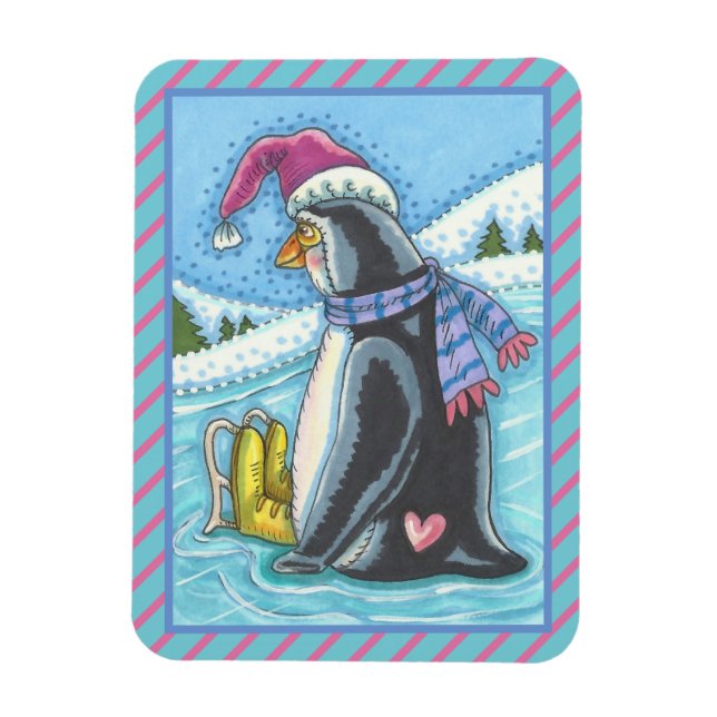 FLEXIBLE FROID FOND COEUR CHAUD PENGUIN CHRISTMAS MAGNET (Vertical)