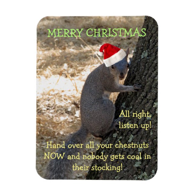 Flexible Gangster Santa Squirrel Magnet (Vertical)
