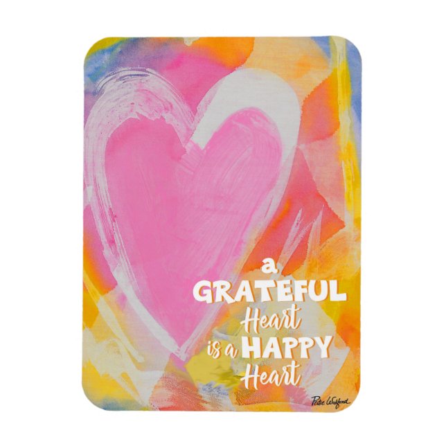 Flexible Grateful Happy Heart Magnet art par Pedie Wolfond (Vertical)