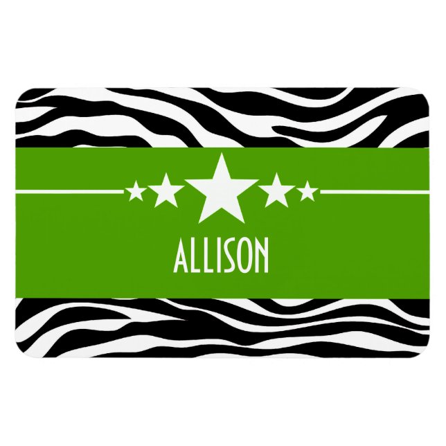 Flexible Green Sassy Star Zebra Premium Magnet (Horizontal)