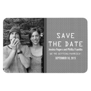 Flexible Grey Binary Code Photo Enregistrer la date Magnet