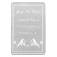 Gris Lovebird Floral Enregistrer la date Magnet