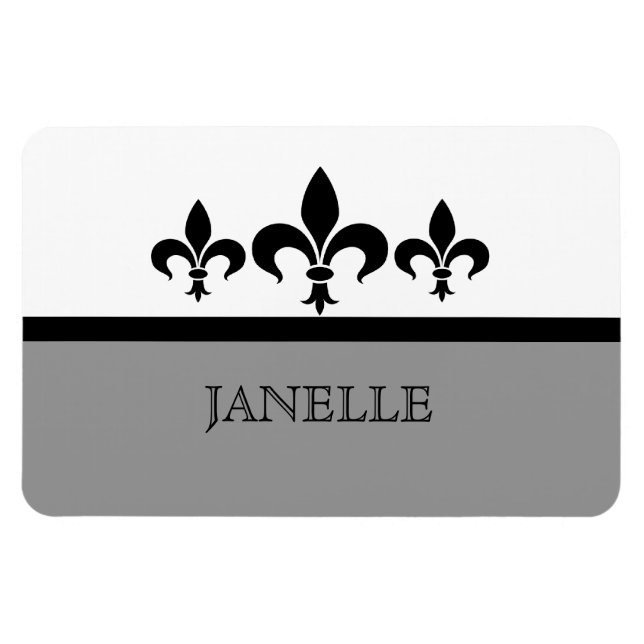 Flexible Gris Swanky Fleur De Lis Flexi Magnet (Horizontal)