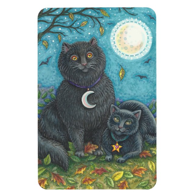 Flexible HALLOWEEN CHATS NOIRS, MAGNET D'ART FOLK Lg Rectan (Vertical)