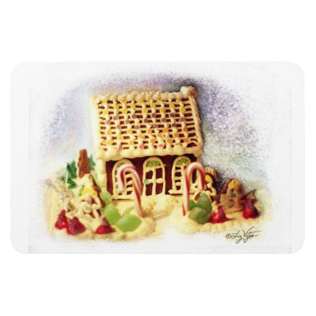 Flexible Happy Holidays Gingerbread House Premium Magnet (Horizontal)