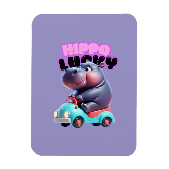 Flexible Hippo Lucky Magnet (Vertical)