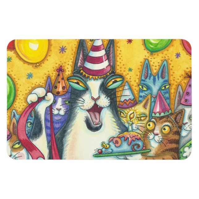 Flexible Hiss N'Fitz Cats GROS MAGNET D'ANNIVERSAIRE *Perso (Horizontal)
