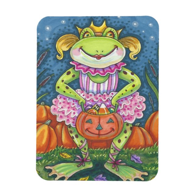 FLEXIBLE HOPPY HALLOWEEN BALLERINA, PRINCESS FROG MAGNET (Vertical)