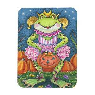FLEXIBLE HOPPY HALLOWEEN BALLERINA, PRINCESS FROG MAGNET