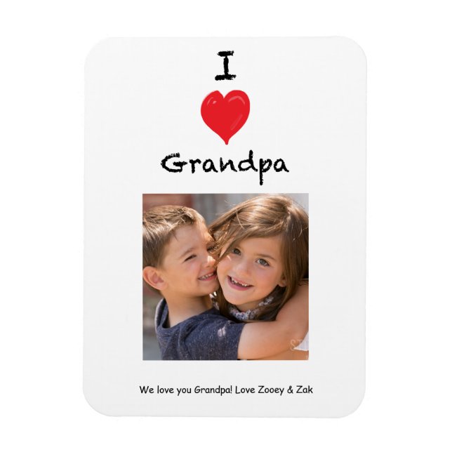 Flexible I Love Grand-Père Photo Magnet Keepsaké (Vertical)