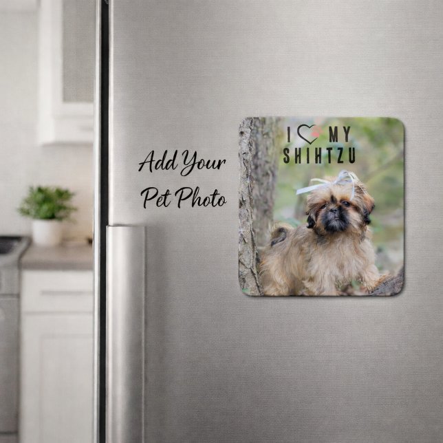 Flexible I Love My Shih Tzu Photo Magnet Cute Puppy Dog (Add Your Shihtzu Dog Photo Magnet )
