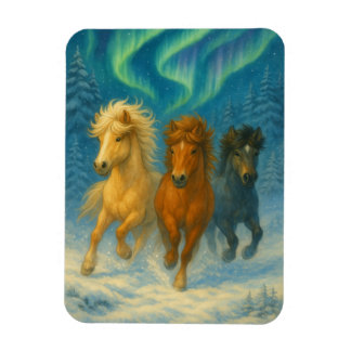 Flexible Icelandic Horses Northern Lights Magnet