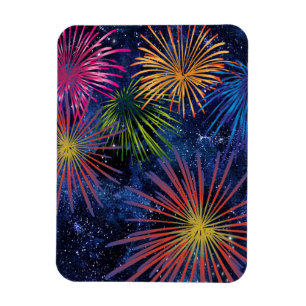 Flexible Illustration Fireworks Magnet Dark Sky