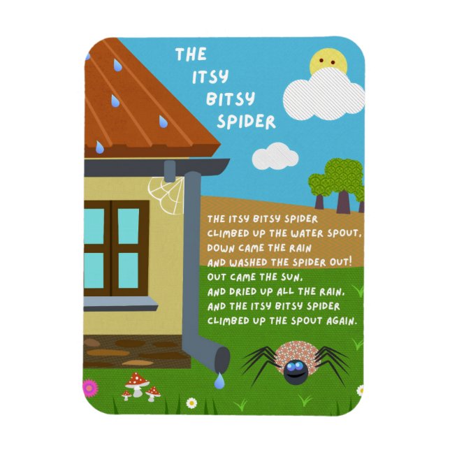 Flexible Itsy Bitsy Spider Nursery Rhyme Magnet (Vertical)