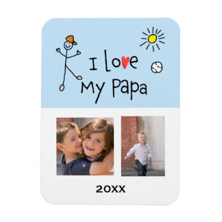 Flexible J'aime mon papa 2 Photo Magnet personnalisé