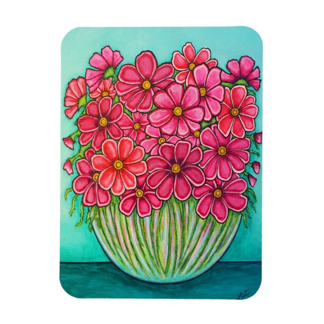 Flexible Joli en rose Cosmos Magnet par Lisa Lorenz (Vertical)