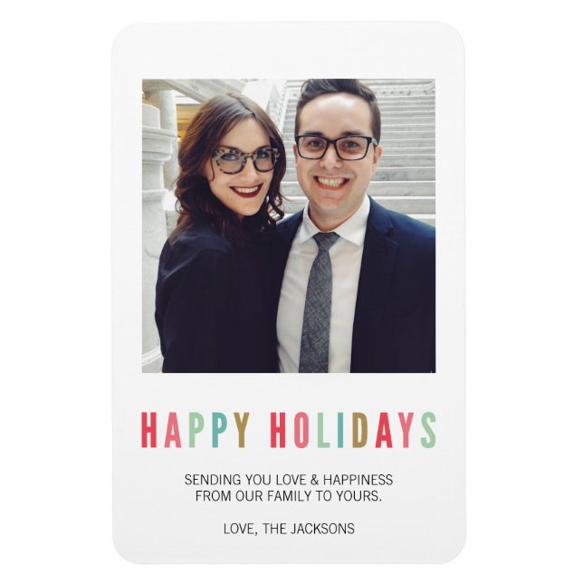 Flexible Joyeuses fêtes | Magnet photo moderne et brillant (Vertical)