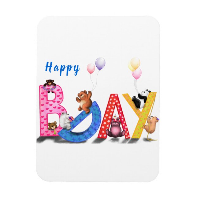 Flexible Joyeux Anniversaire Magnet Baby Bears Party (Vertical)