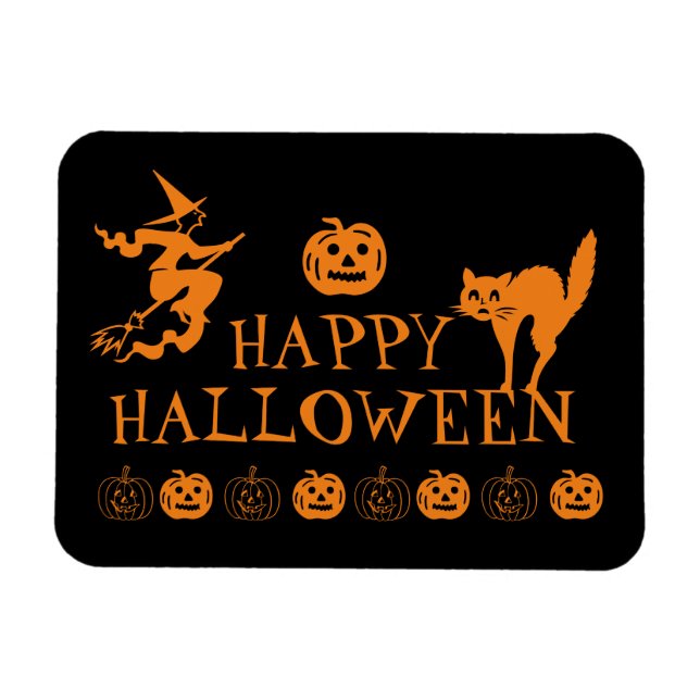 Flexible Joyeux Halloween noir orange éffrayant Magnet (Horizontal)