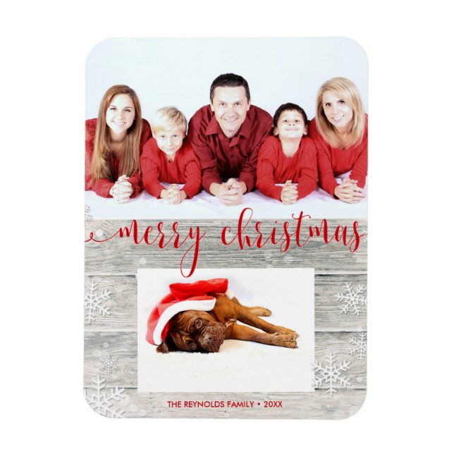 Flexible Joyeux Noël en bois rustique - Magnet photo (Vertical)