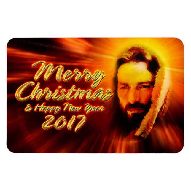 Flexible Joyeux Noël Joyeux Nouvel An 2017 Jesus Magnet (Horizontal)