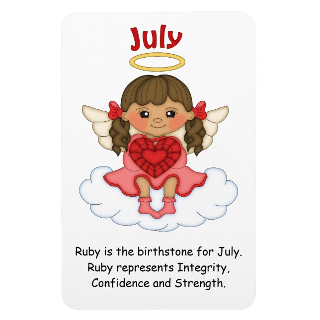 Flexible Juillet Ange de naissance Brunette Premium Magnet (Vertical)