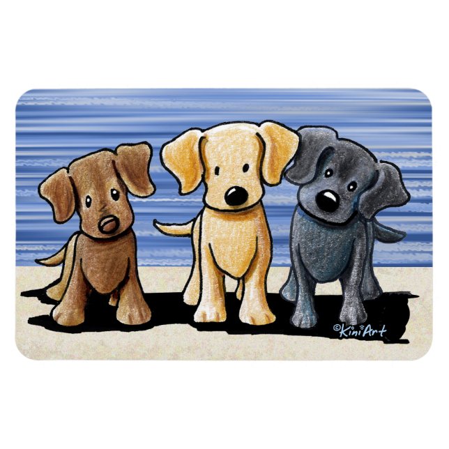 Flexible KiniArt Labrador Beach Trio Flexi Magnet (Horizontal)