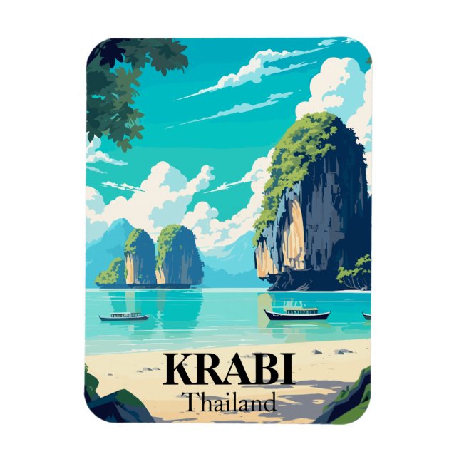 Flexible Krabi Thaïlande Plage Voyage Souvenir Magnet (Vertical)