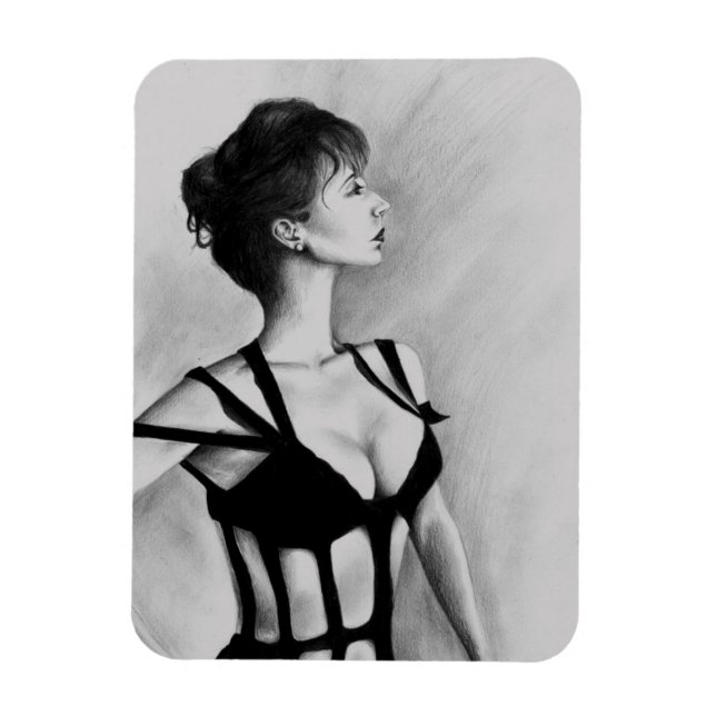 Flexible La Dame d'origine Art Portrait Magnet de dessin (Vertical)