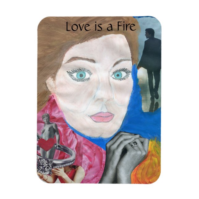 Flexible L'amour est un feu Pop Art Magnet (Vertical)