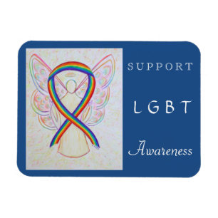 Flexible LGBT Rainbow Awareness Ribbon Angel Magnet