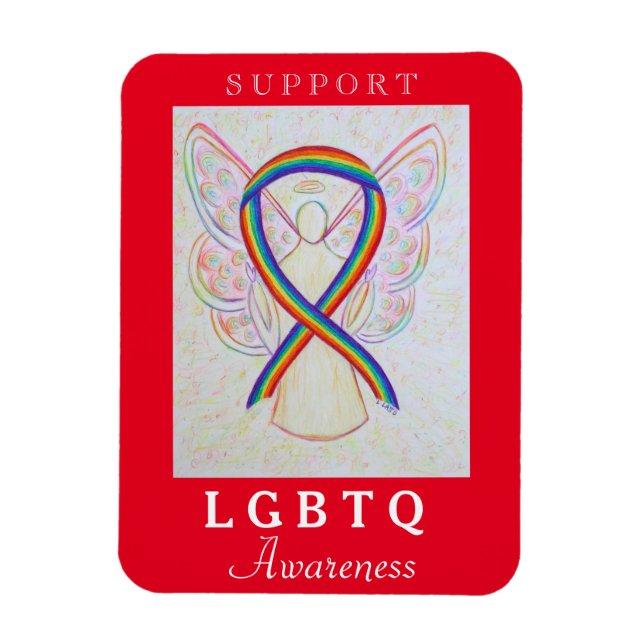 Flexible LGBTQ Rainbow Awareness Ruban Angel Magnet (Vertical)