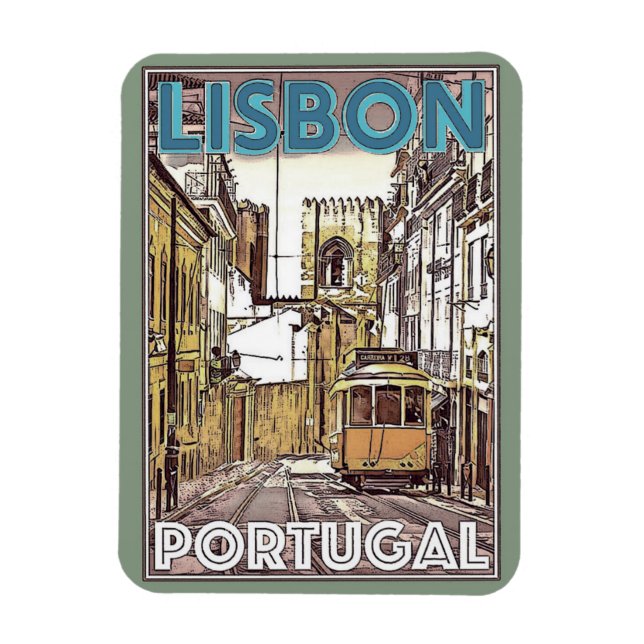 Flexible Lisbonne Portugal Vintage voyage Magnet (Vertical)