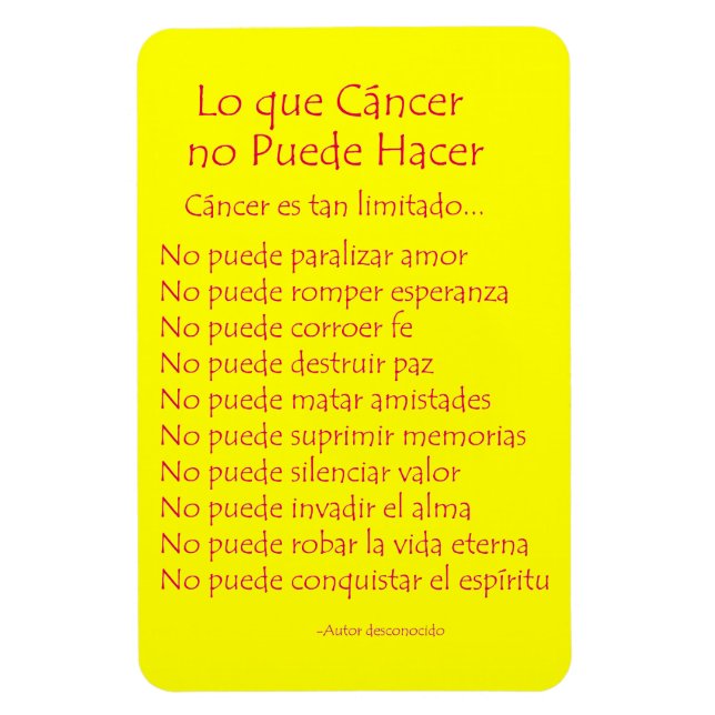 Flexible Lo Que Cáncer No Puede Hacer Magnet (Vertical)
