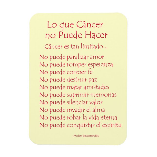 Flexible Lo Que Cáncer No Puede Hacer Magnet (Vertical)