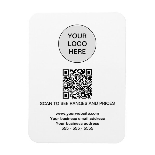 Flexible Logo QR Code Magnet blanc moderne (Vertical)
