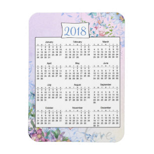 Flexible Magnet 2018 Purple Floral Love Calendar