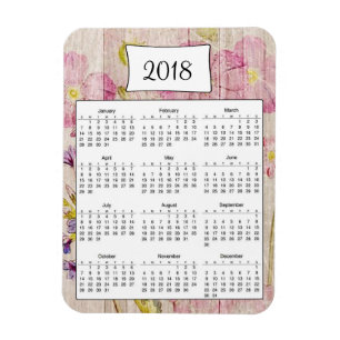Flexible Magnet 2018 Rustique Floral Wood Calendar