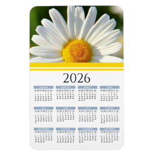 Flexible Magnet 2026 Brillant Shasta Daisy Calendrier Flora