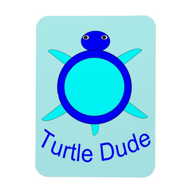 Flexible Magnet bleu clair Turtle Dude (Vertical)